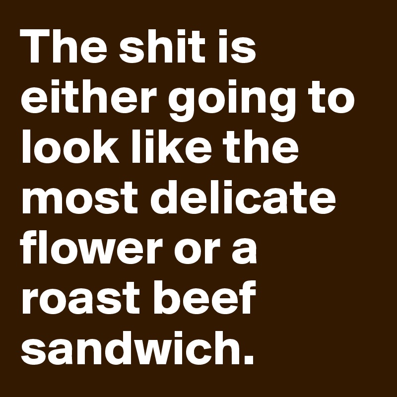 The shit is either going to look like the most delicate flower or a roast beef sandwich.