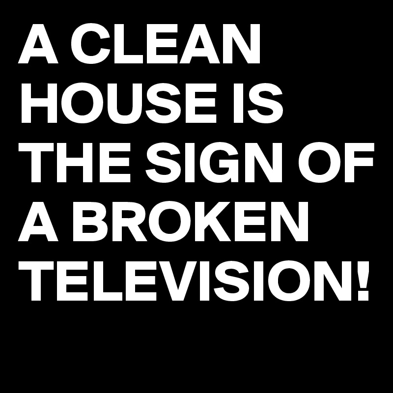 A CLEAN HOUSE IS THE SIGN OF A BROKEN TELEVISION!