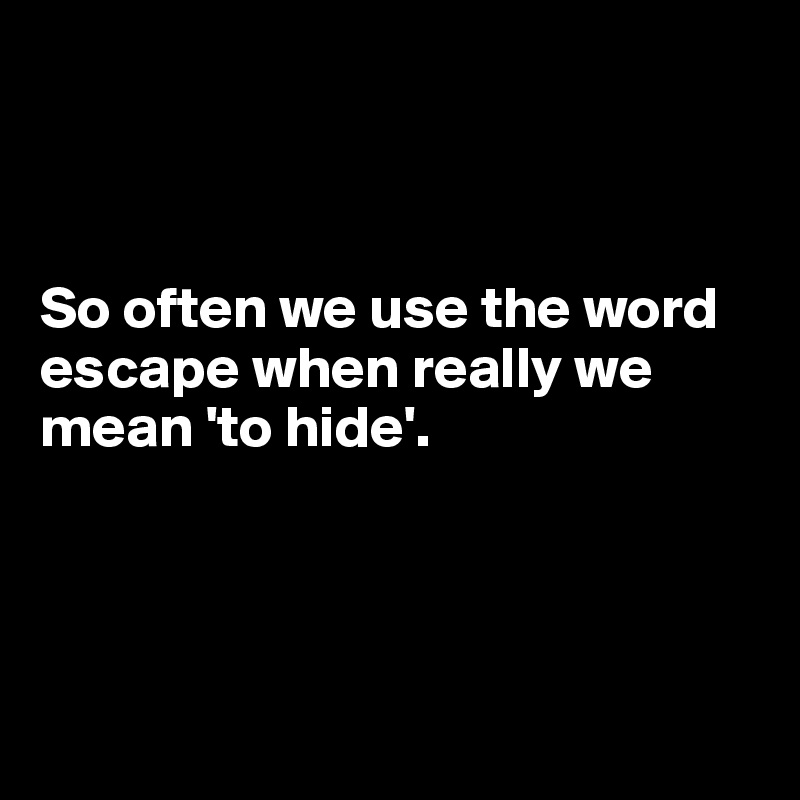 



So often we use the word escape when really we mean 'to hide'. 




