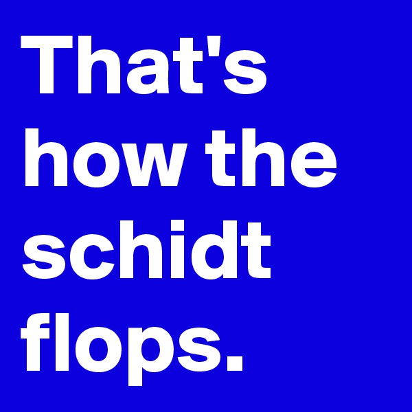 That's how the schidt flops.