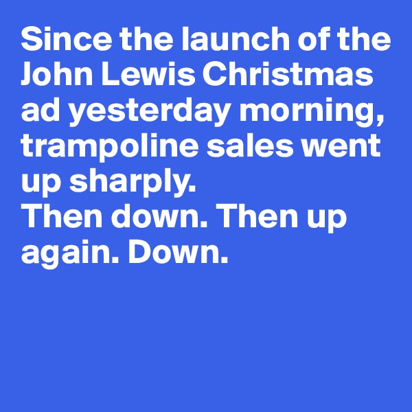 Since the launch of the 
John Lewis Christmas ad yesterday morning, trampoline sales went up sharply. 
Then down. Then up again. Down. 


