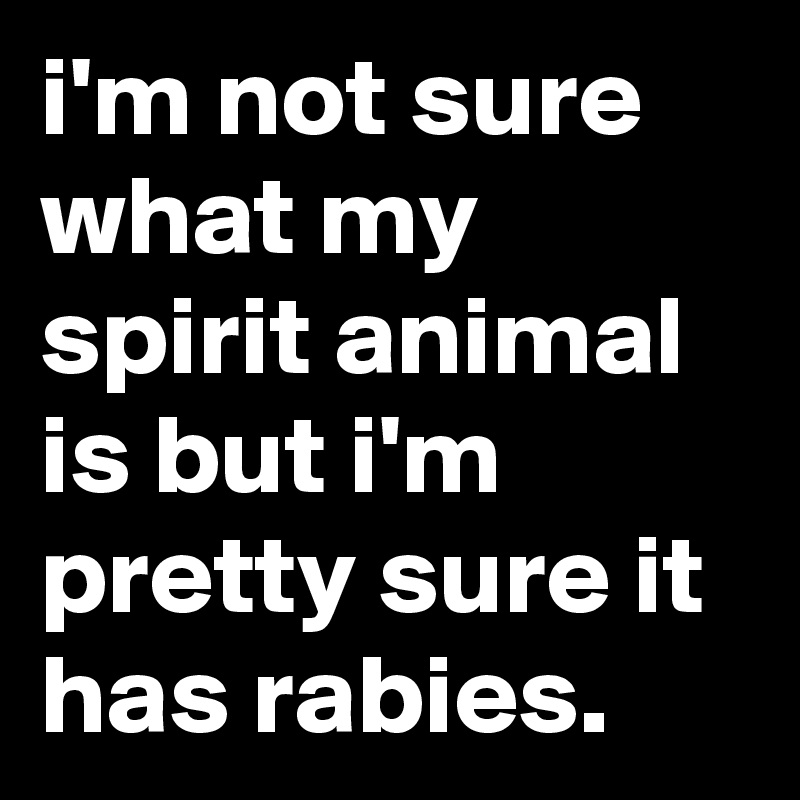 i'm not sure what my spirit animal is but i'm pretty sure it has rabies.