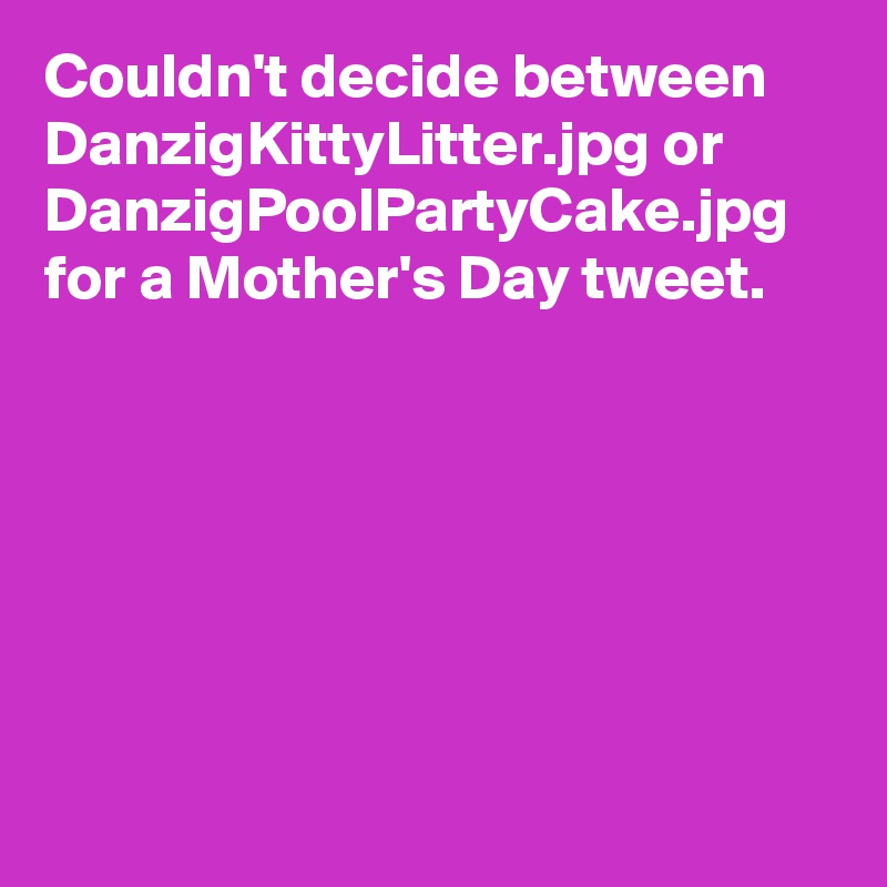 Couldn't decide between DanzigKittyLitter.jpg or DanzigPoolPartyCake.jpg for a Mother's Day tweet.