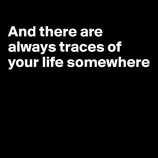 
And there are always traces of your life somewhere




