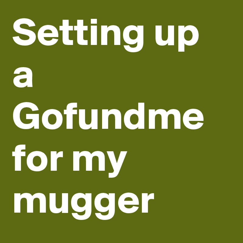 Setting up a Gofundme for my mugger