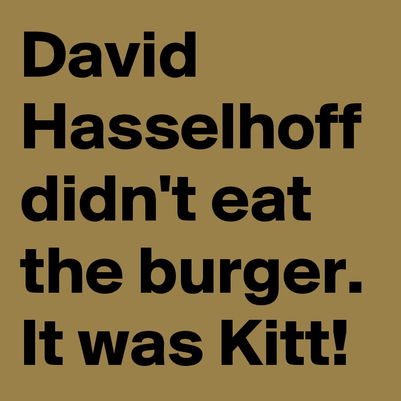 David Hasselhoff didn't eat the burger. It was Kitt! 