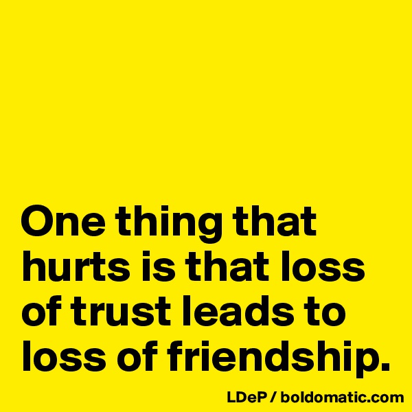 



One thing that hurts is that loss of trust leads to loss of friendship. 