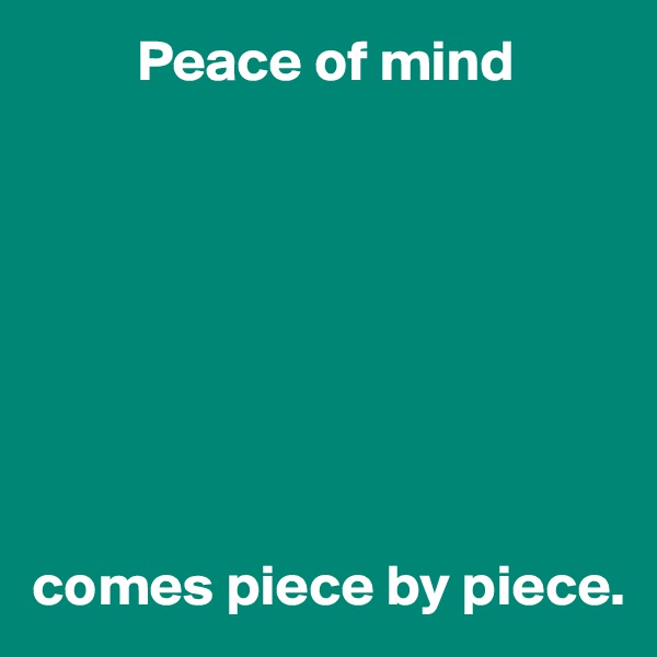          Peace of mind








comes piece by piece.