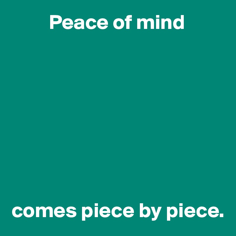          Peace of mind








comes piece by piece.