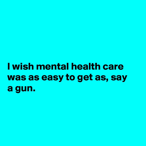 




I wish mental health care was as easy to get as, say
a gun.



