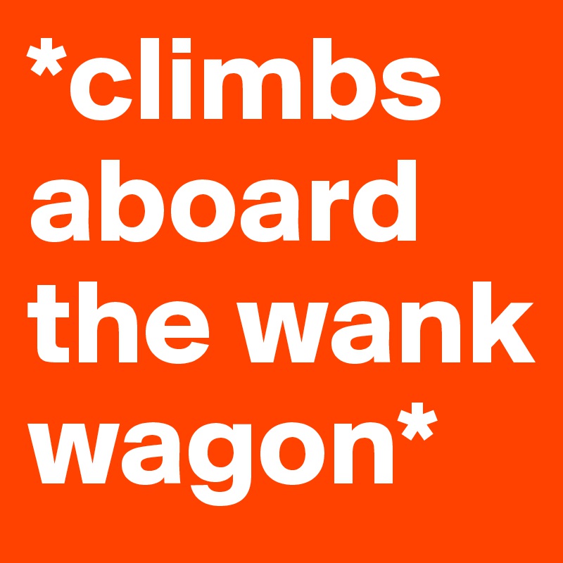 *climbs aboard the wank wagon*