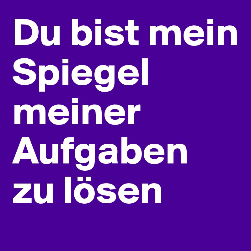 Du bist mein Spiegel meiner Aufgaben zu lösen 