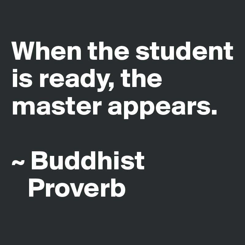 
When the student is ready, the master appears.

~ Buddhist   
   Proverb