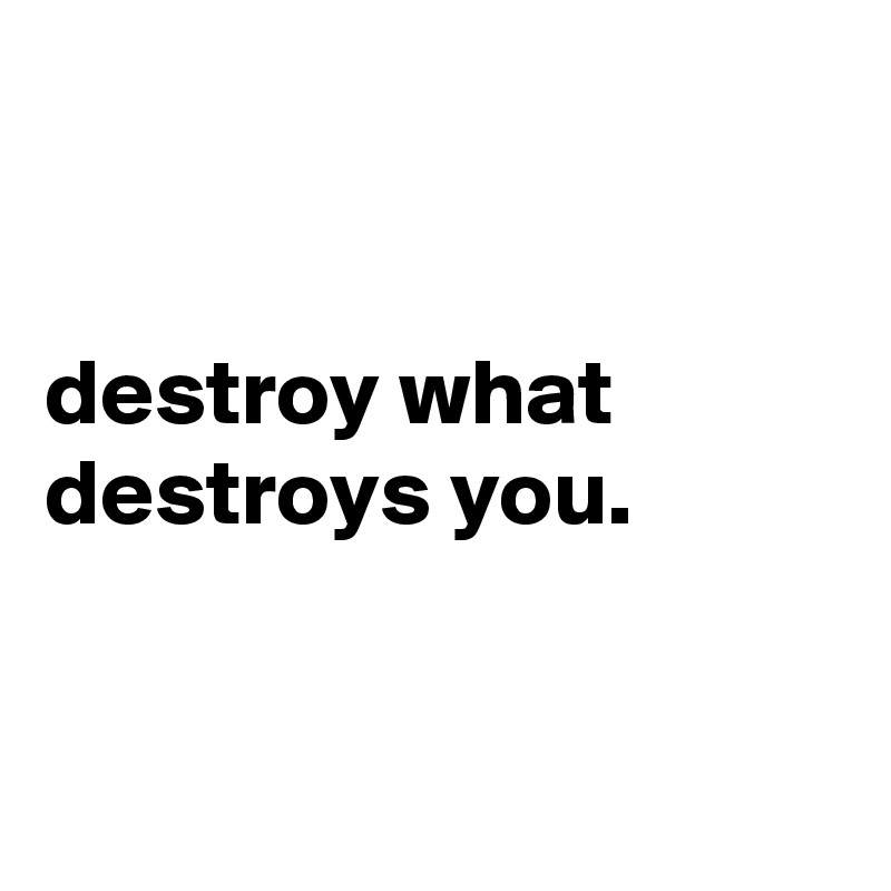 


destroy what destroys you.


