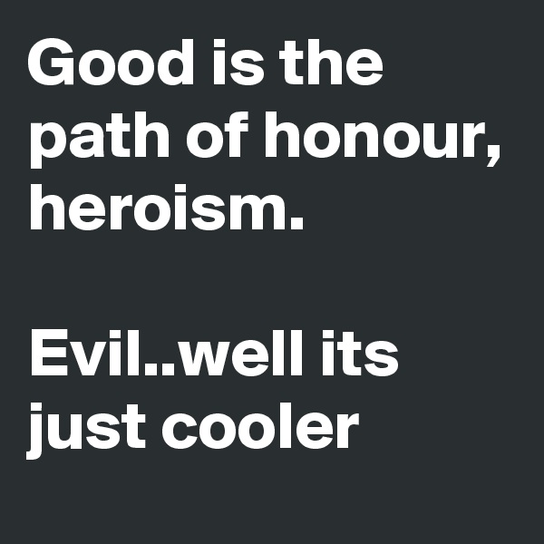 Good is the path of honour, heroism. 

Evil..well its just cooler