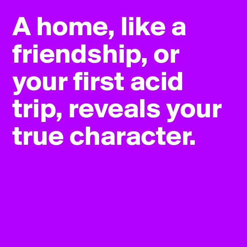 A home, like a friendship, or your first acid trip, reveals your true character.


