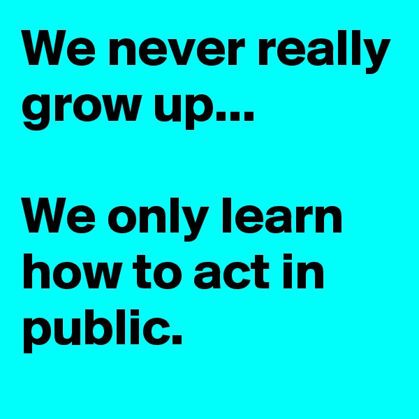 We never really grow up...

We only learn how to act in public. 