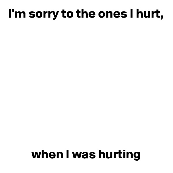 I'm sorry to the ones I hurt, 










         when I was hurting