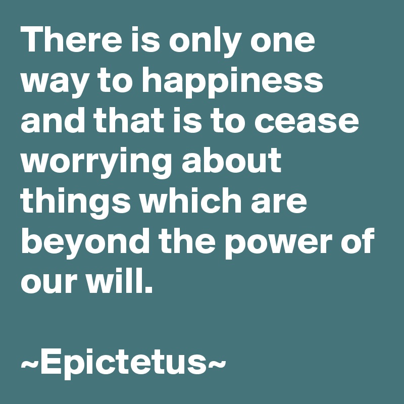 There is only one way to happiness and that is to cease worrying about things which are beyond the power of our will.

~Epictetus~