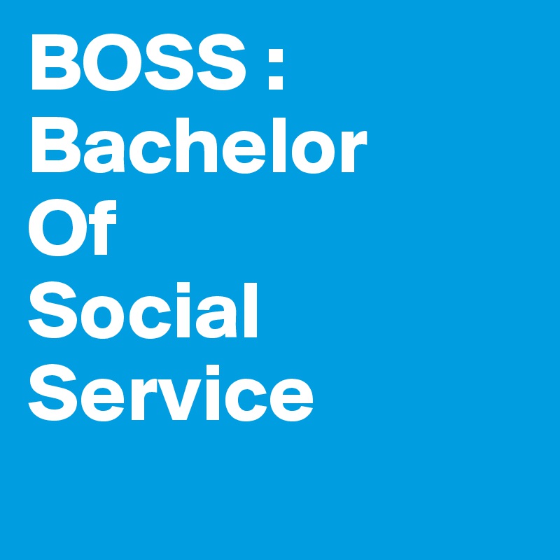 BOSS :
Bachelor 
Of 
Social Service
