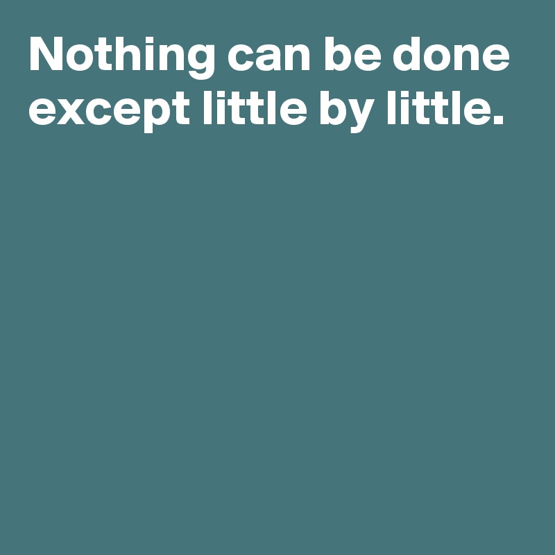 Nothing can be done except little by little.







