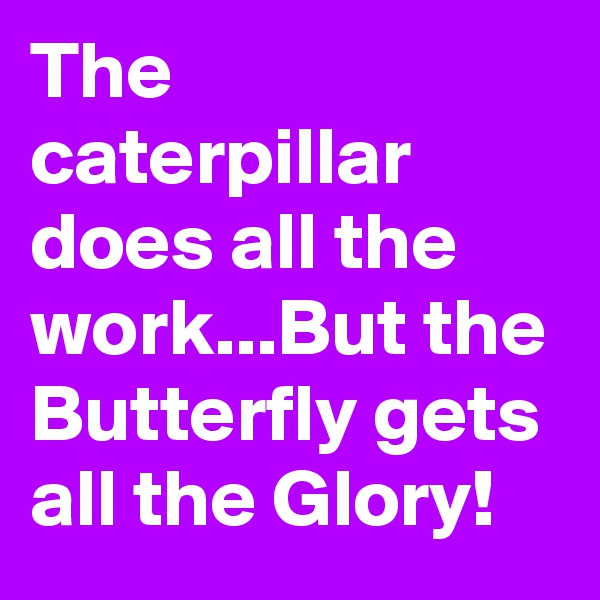 The caterpillar does all the work...But the Butterfly gets all the Glory!