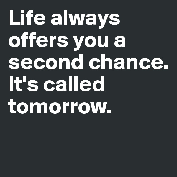 Life always offers you a second chance. 
It's called tomorrow.

