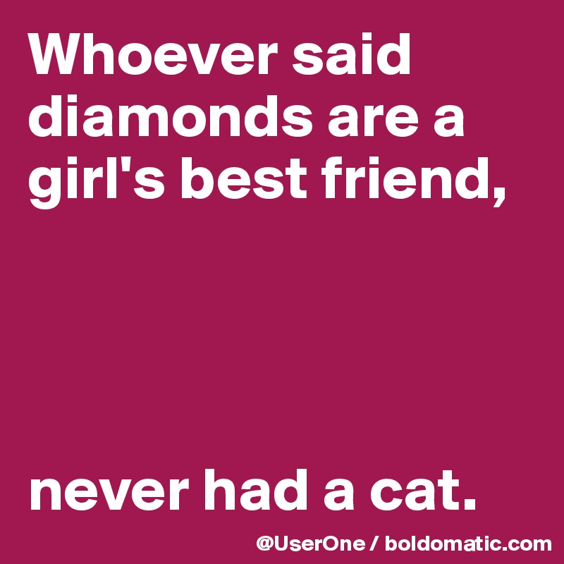 Whoever said diamonds are a girl's best friend,




never had a cat.