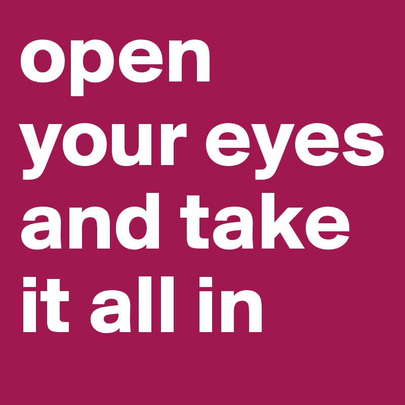 open your eyes and take it all in