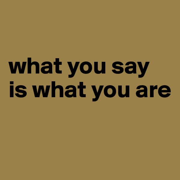 

what you say is what you are


