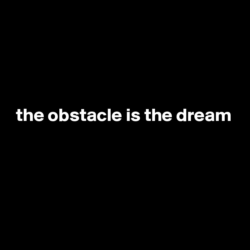 




 the obstacle is the dream





