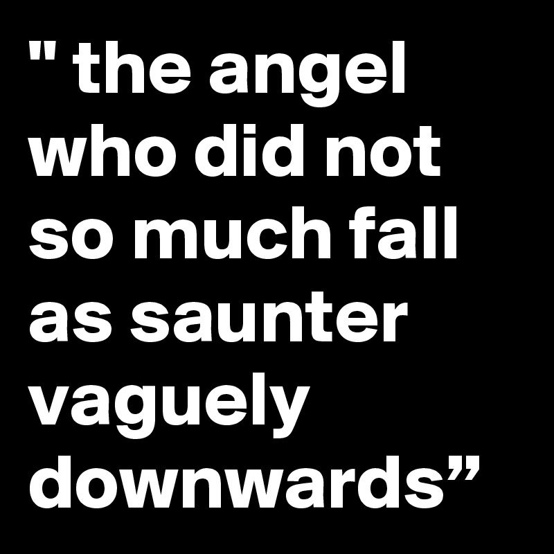 " the angel who did not so much fall as saunter vaguely downwards”