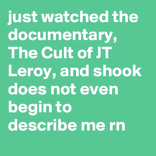 just watched the documentary, The Cult of JT Leroy, and shook does not even begin to describe me rn