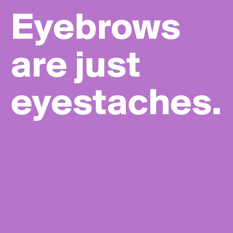 Eyebrows are just eyestaches.


