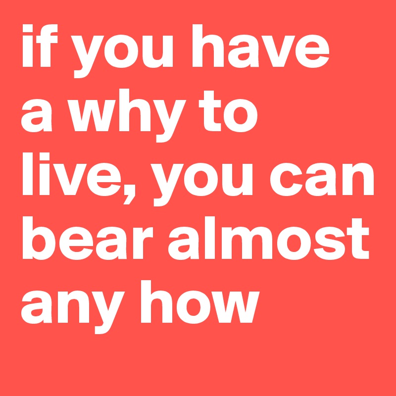 if you have a why to live, you can bear almost any how