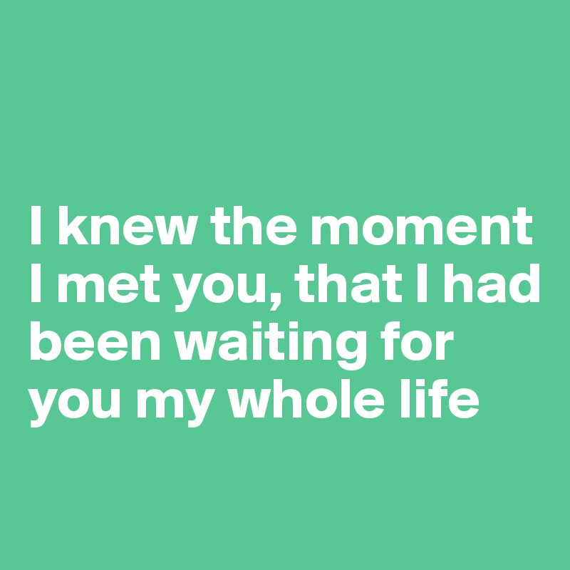 I knew the moment I met you, that I had been waiting for you my whole ...