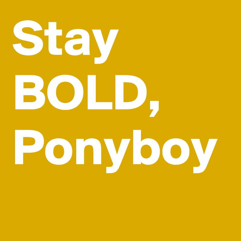 Stay BOLD, Ponyboy