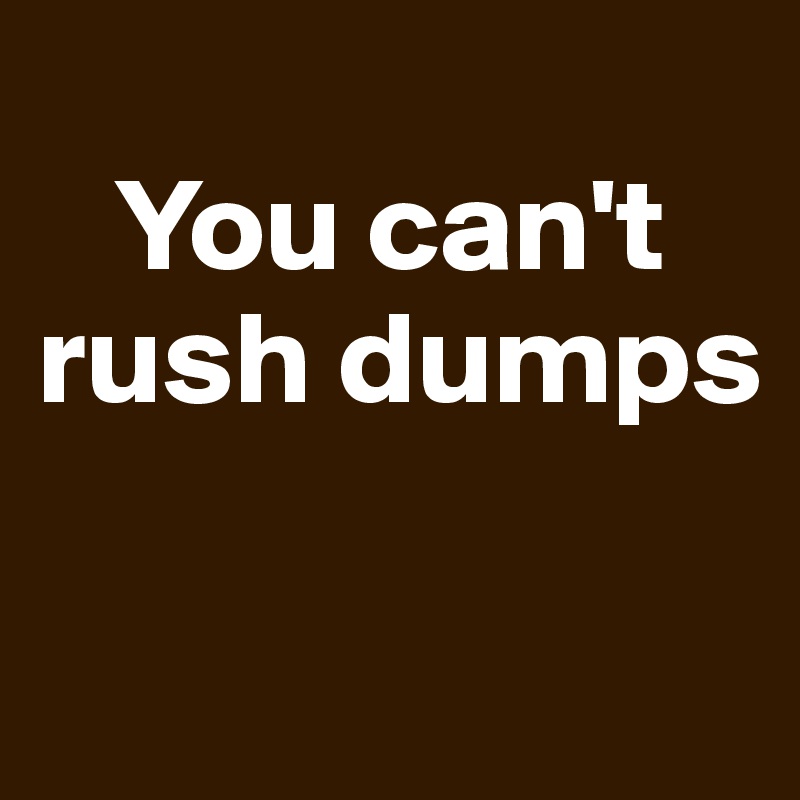 
   You can't rush dumps

