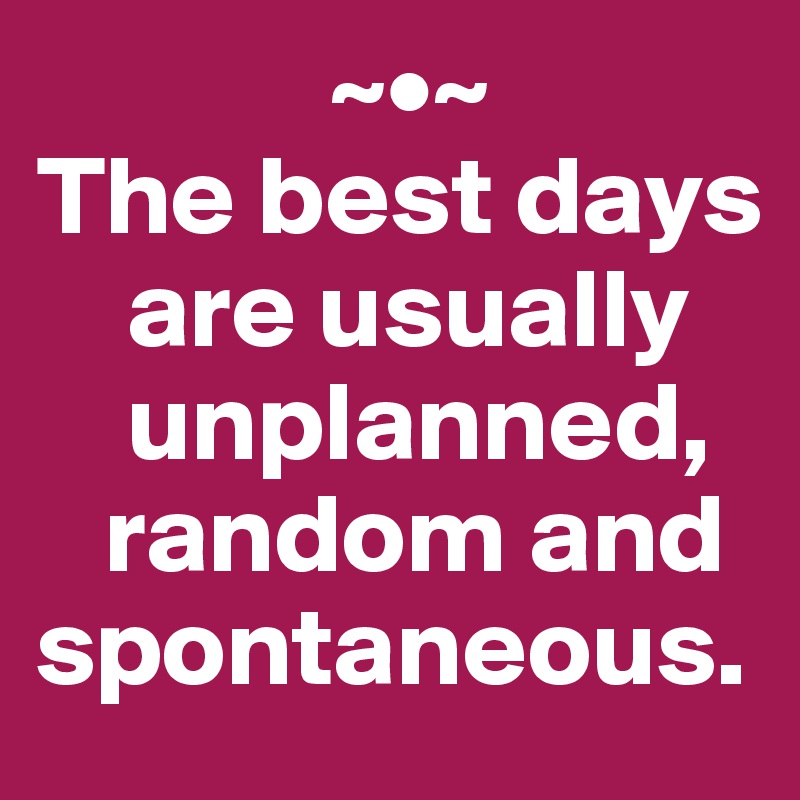              ~•~
The best days 
    are usually 
    unplanned, 
   random and spontaneous.