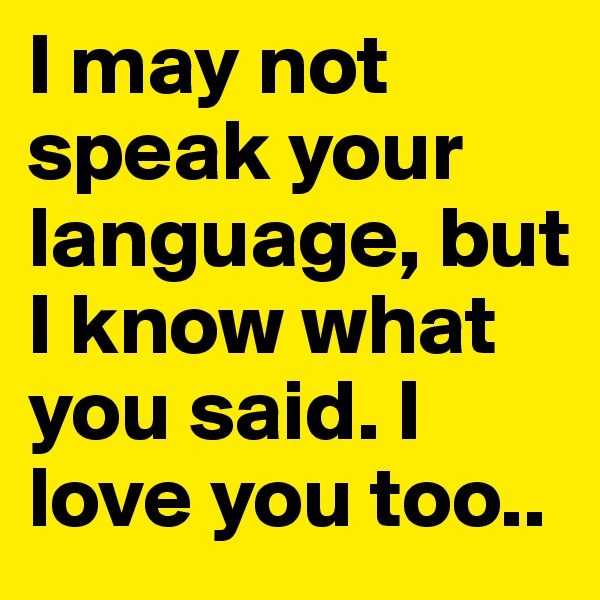 I may not speak your language, but I know what you said. I love you too..