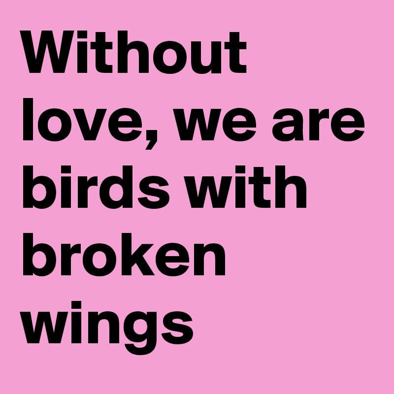 Without love, we are birds with broken wings