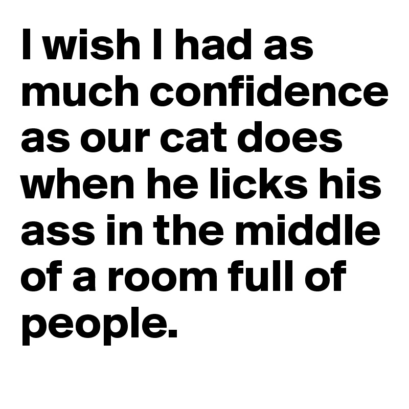 I wish I had as much confidence as our cat does when he licks his ass in the middle of a room full of people.