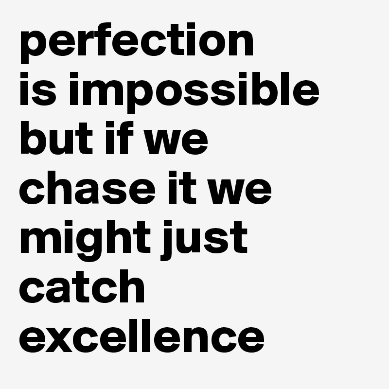 perfection
is impossible
but if we
chase it we
might just catch excellence