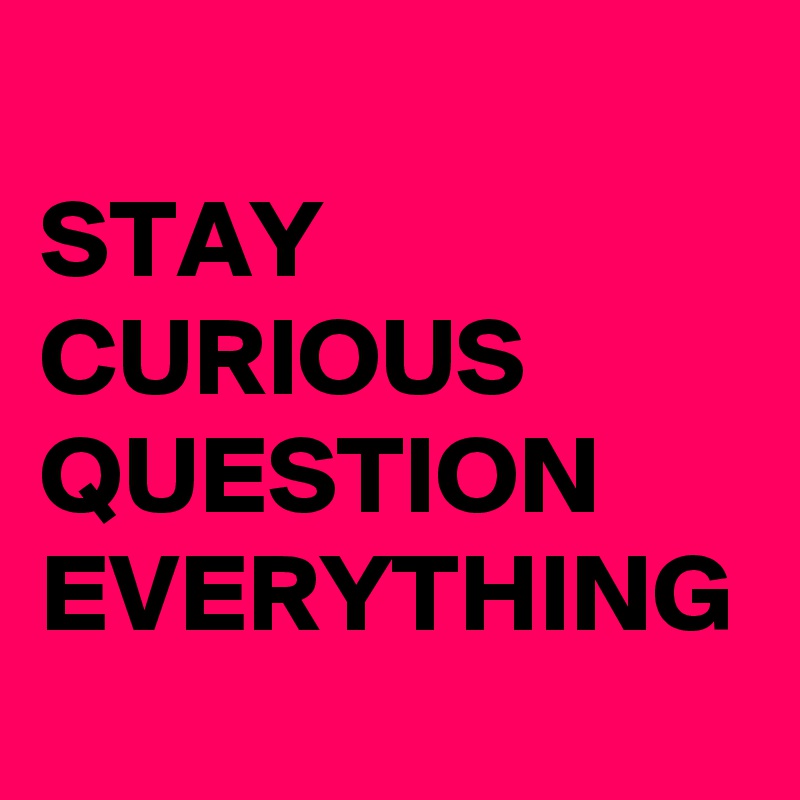 STAY CURIOUS  QUESTION EVERYTHING