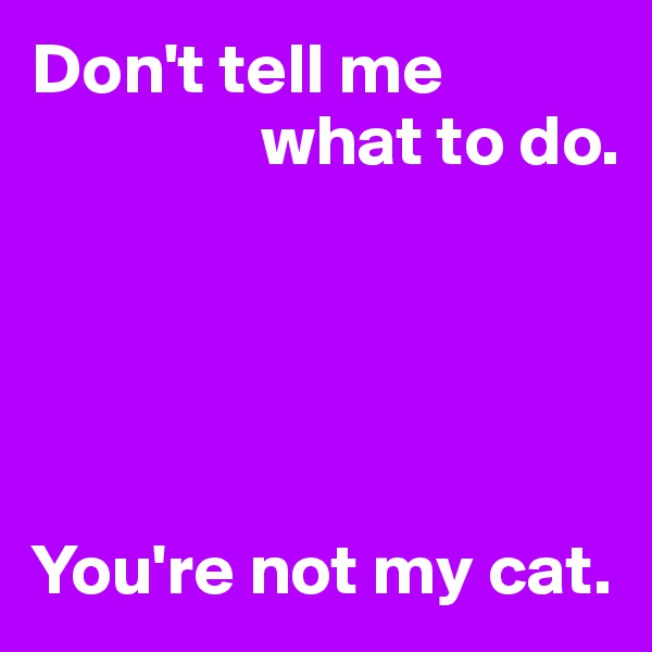 Don't tell me 
                what to do.





You're not my cat.