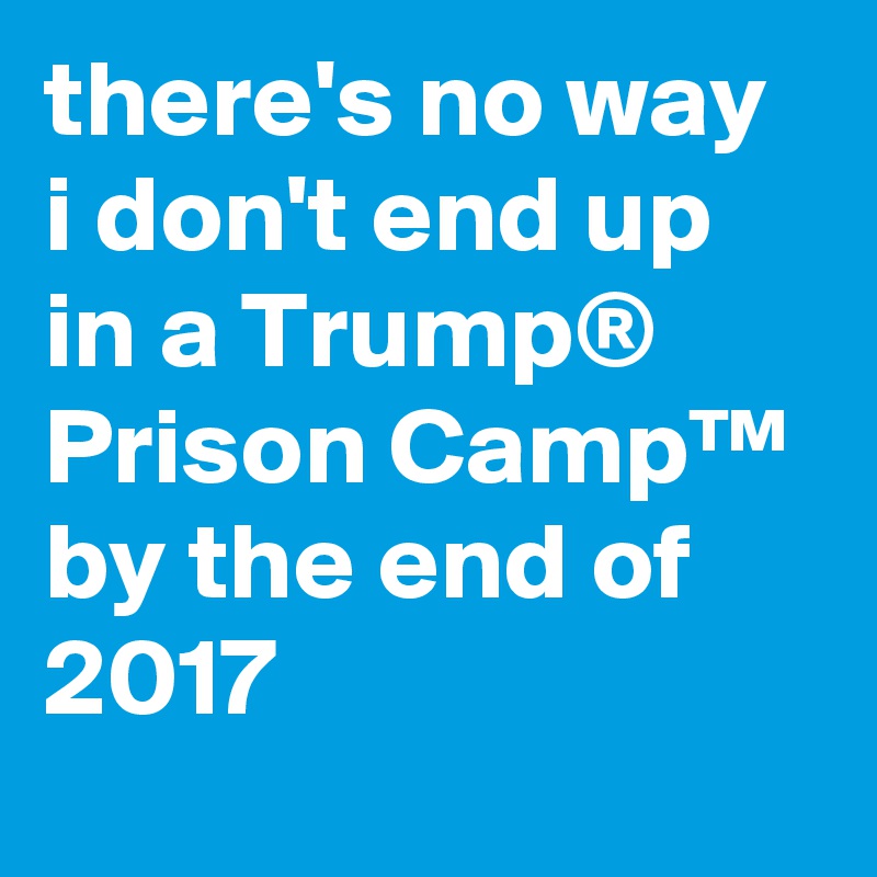 there's no way i don't end up in a Trump® Prison Camp™ by the end of 2017