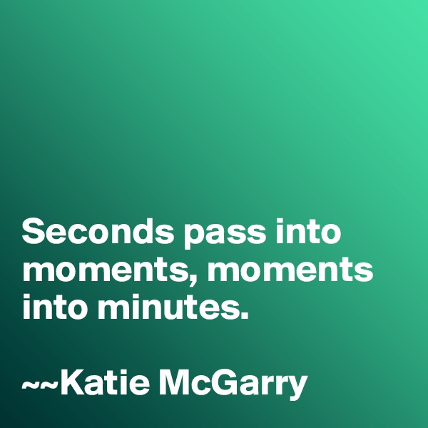 




Seconds pass into moments, moments into minutes. 

~~Katie McGarry