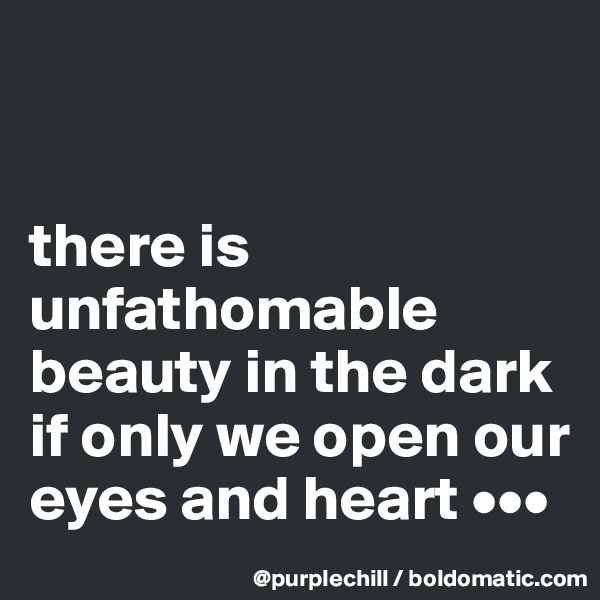 


there is unfathomable beauty in the dark if only we open our eyes and heart •••