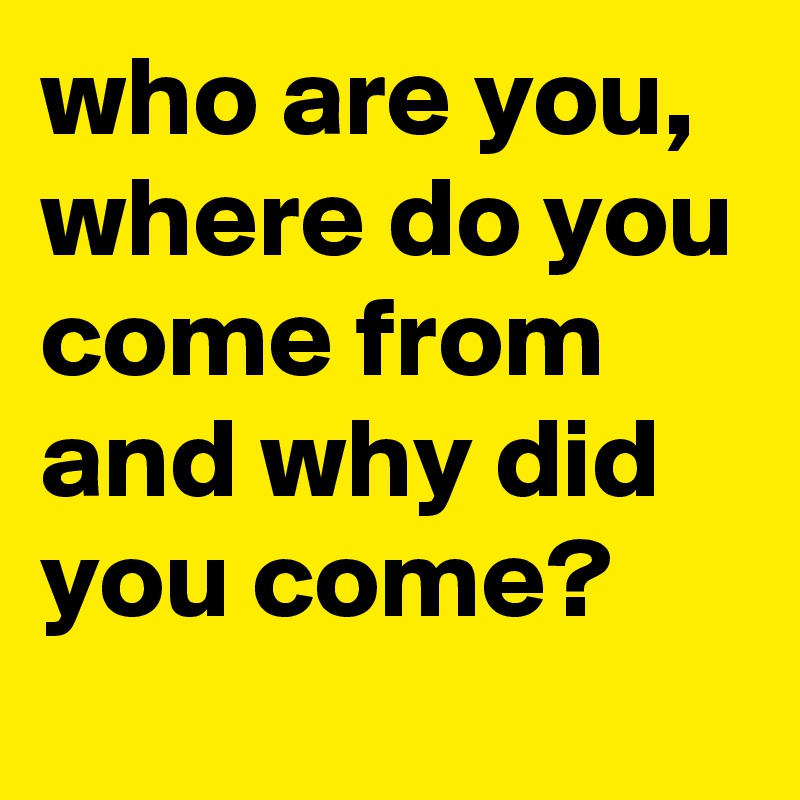 who are you, where do you come from and why did you come?