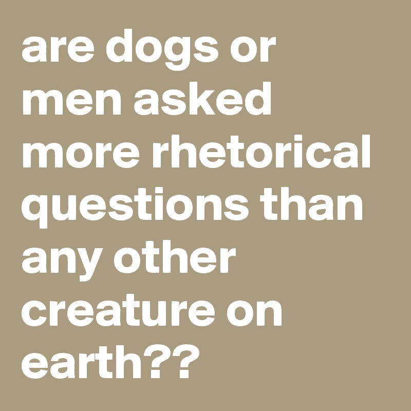 are dogs or men asked more rhetorical questions than any other creature on earth??